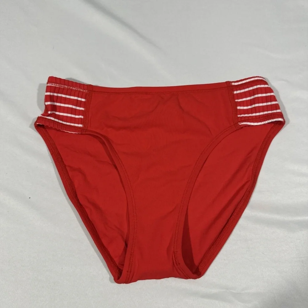 NEW $88 Robin Piccone Sailor High‎ Waist Bikini Bottoms Red [ Small ]